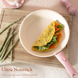 21 piece ceramic cookware set – detachable handle (pink)