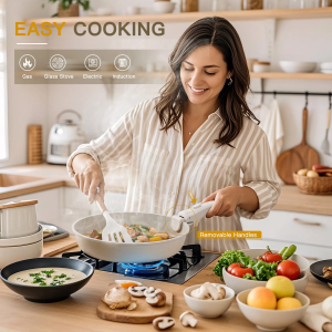 astercook 21 piece detachable handle ceramic cookware set