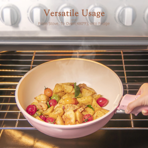 21 piece ceramic cookware set – detachable handle (pink)