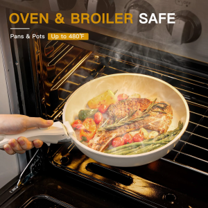 astercook 21 piece detachable handle ceramic cookware set