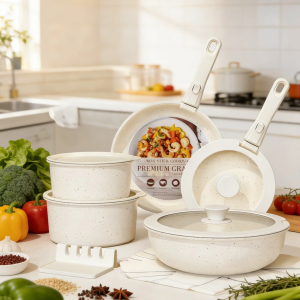 astercook 21 piece detachable handle ceramic cookware set